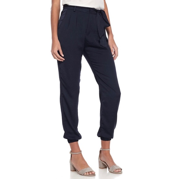 Pants - Tie Waist Satin Jogger